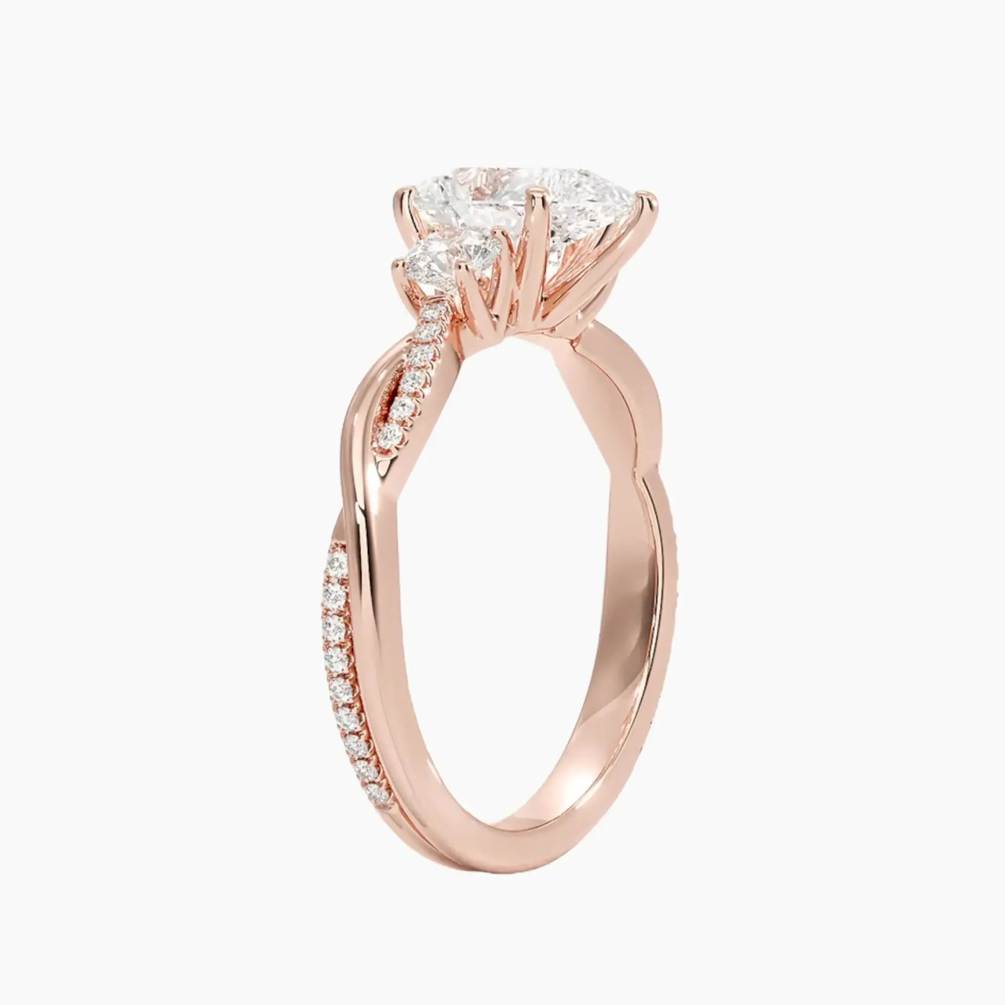 Calista Twisted Pear Designer Diamond Ring Setting in 18K Rose Gold
