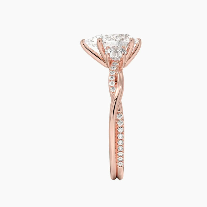 Calista Twisted Pear Designer 3 Carat Lab Grown Diamond Engagement Ring in 18K Yellow Gold