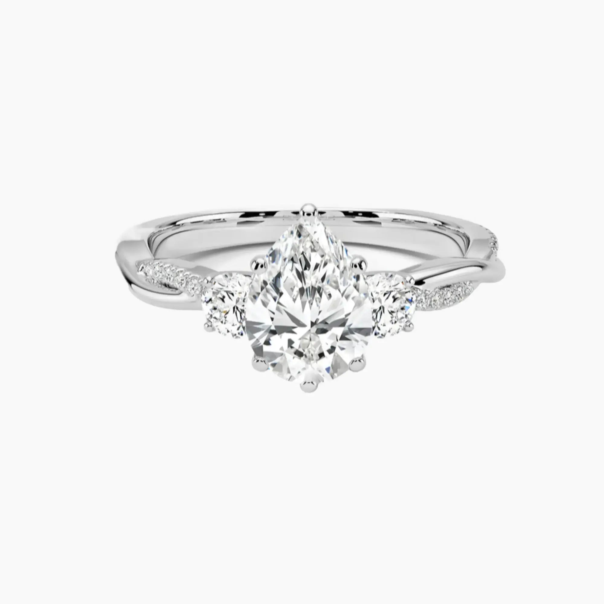 Calista Twisted Pear Designer 3 Carat Lab Grown Diamond Engagement Ring in 18K Rose Gold