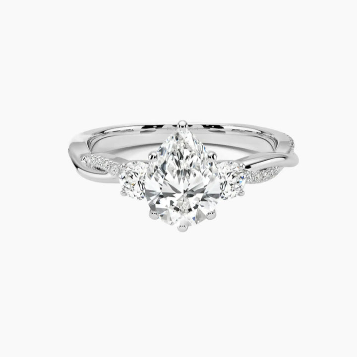 Calista Twisted Pear Designer 2.5 Carat Lab Grown Diamond Engagement Ring in 14K White Gold