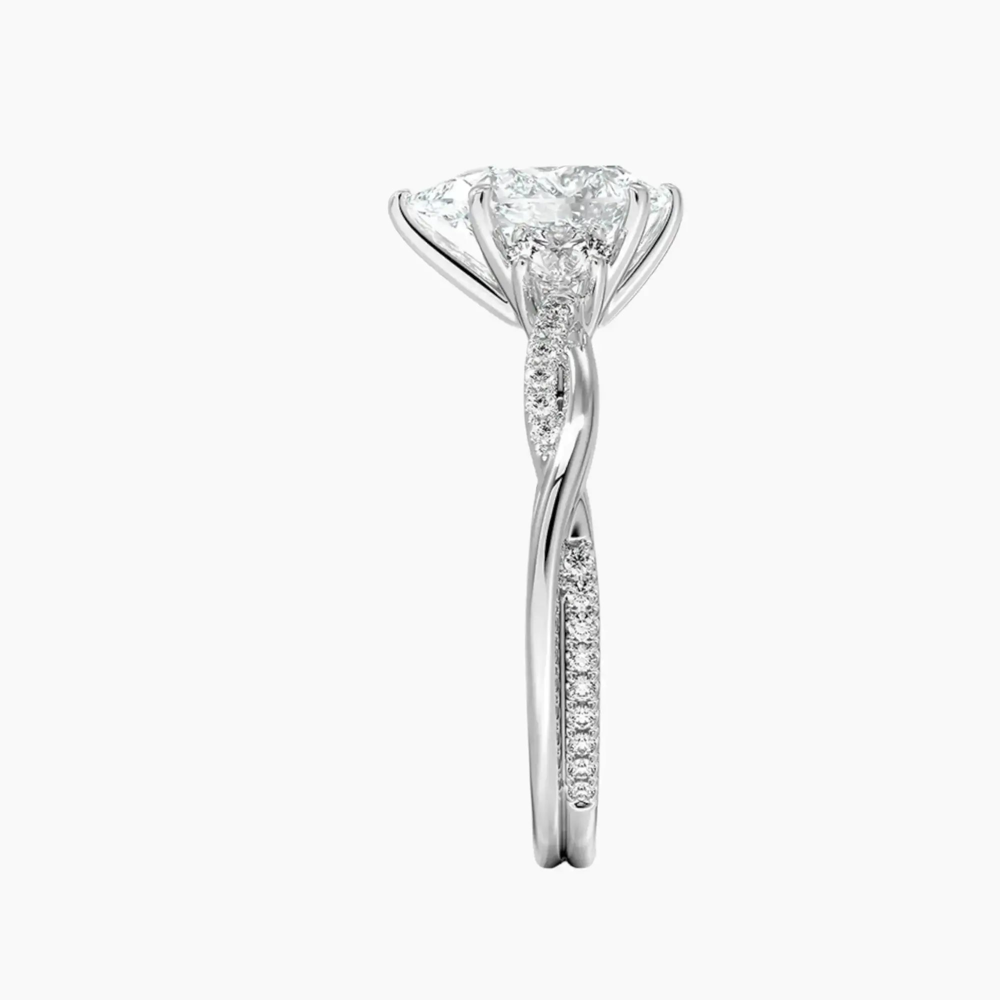 Calista Twisted Pear Designer 2 Carat Lab Grown Diamond Engagement Ring in 14K White Gold