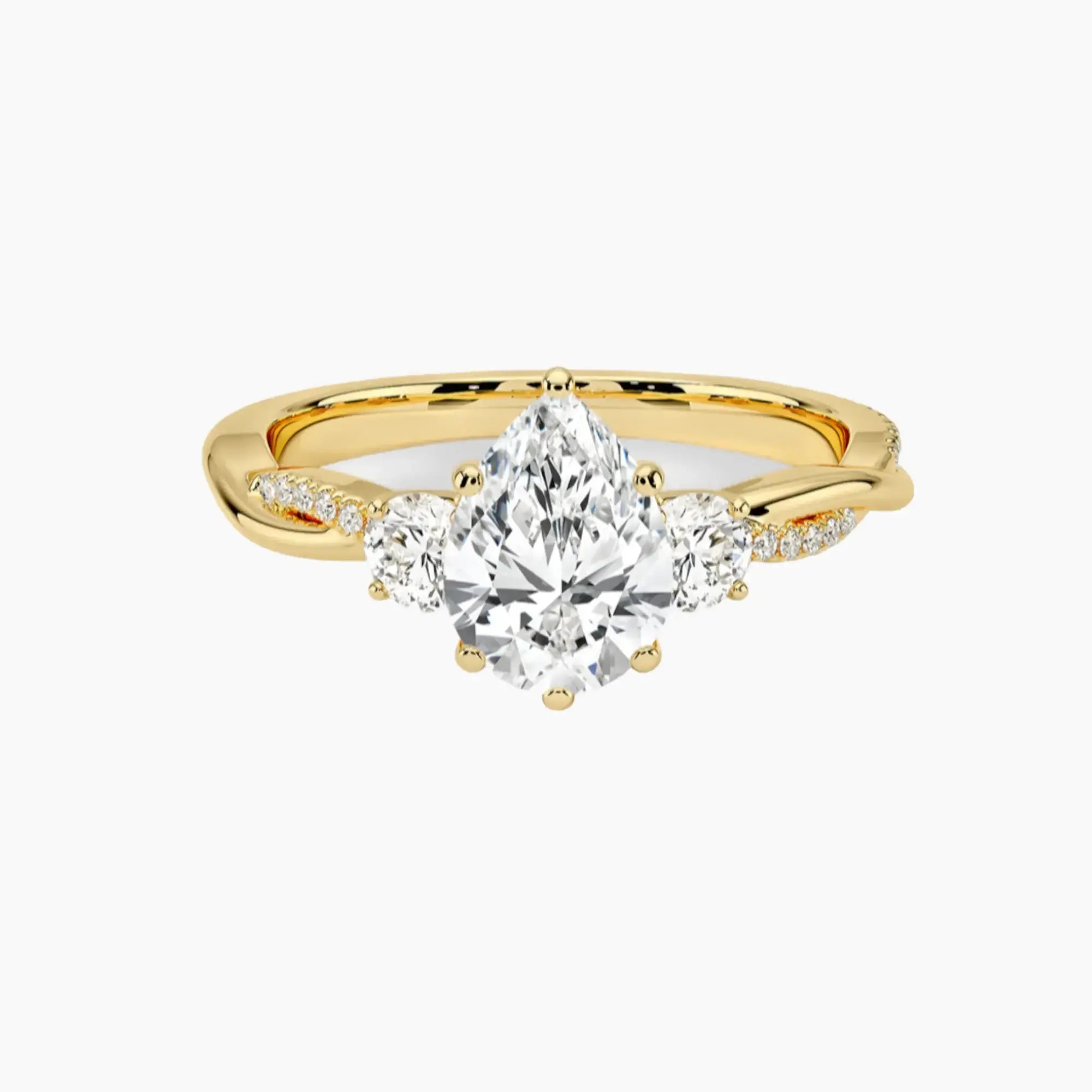 Calista Twisted Pear Designer 2.5 Carat Lab Grown Diamond Engagement Ring in 18K Rose Gold