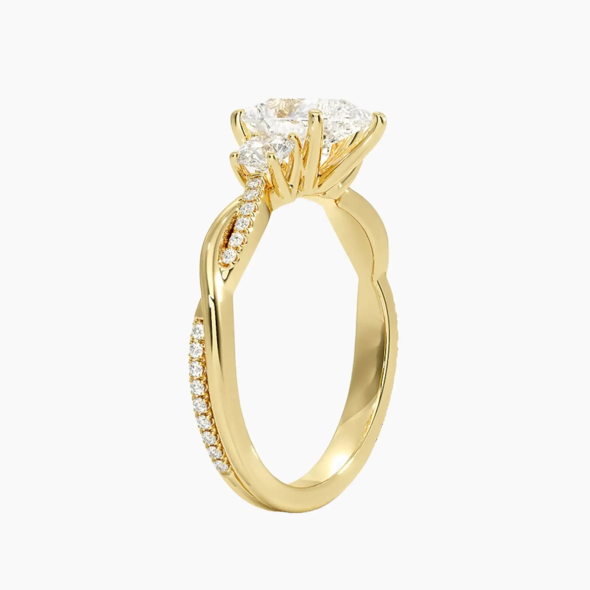 Calista Twisted Pear Designer 1 Carat Lab Grown Diamond Engagement Ring in 14K Rose Gold
