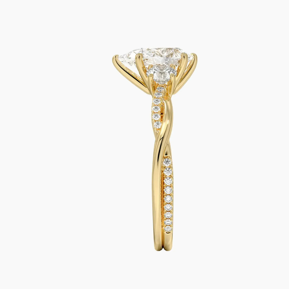 Calista Twisted Pear Designer 1.5 Carat Lab Grown Diamond Engagement Ring in 18K White Gold