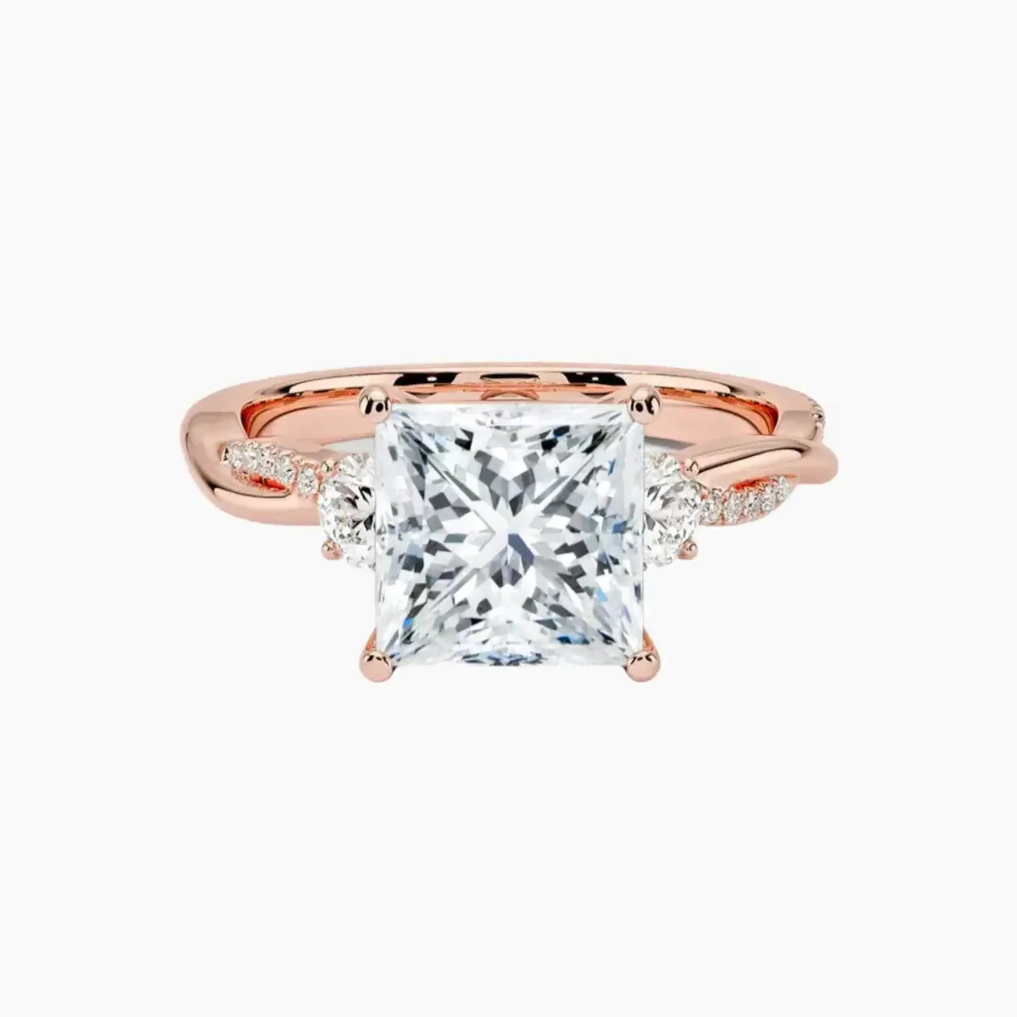 Calista Twisted Princess Designer 1 Carat Lab Grown Diamond Engagement Ring in 18K White Gold