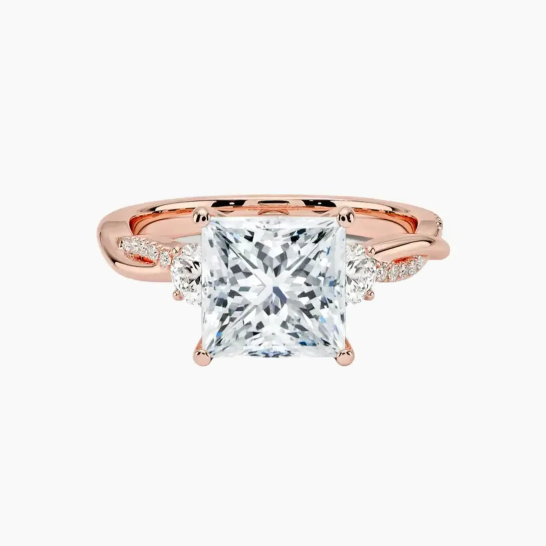 Calista Twisted Princess Designer 2 Carat Lab Grown Diamond Engagement Ring in 14K Rose Gold