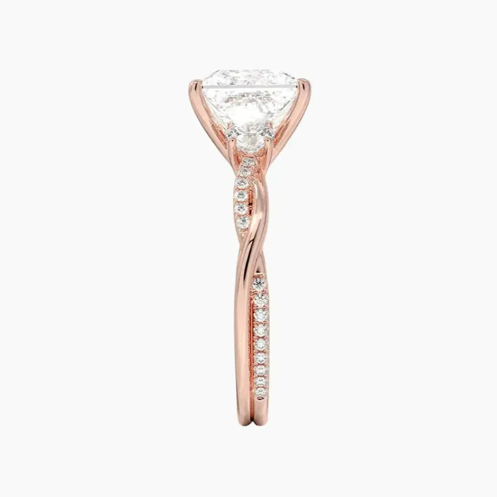 Calista Twisted Princess Designer 3 Carat Lab Grown Diamond Engagement Ring in 18K Yellow Gold