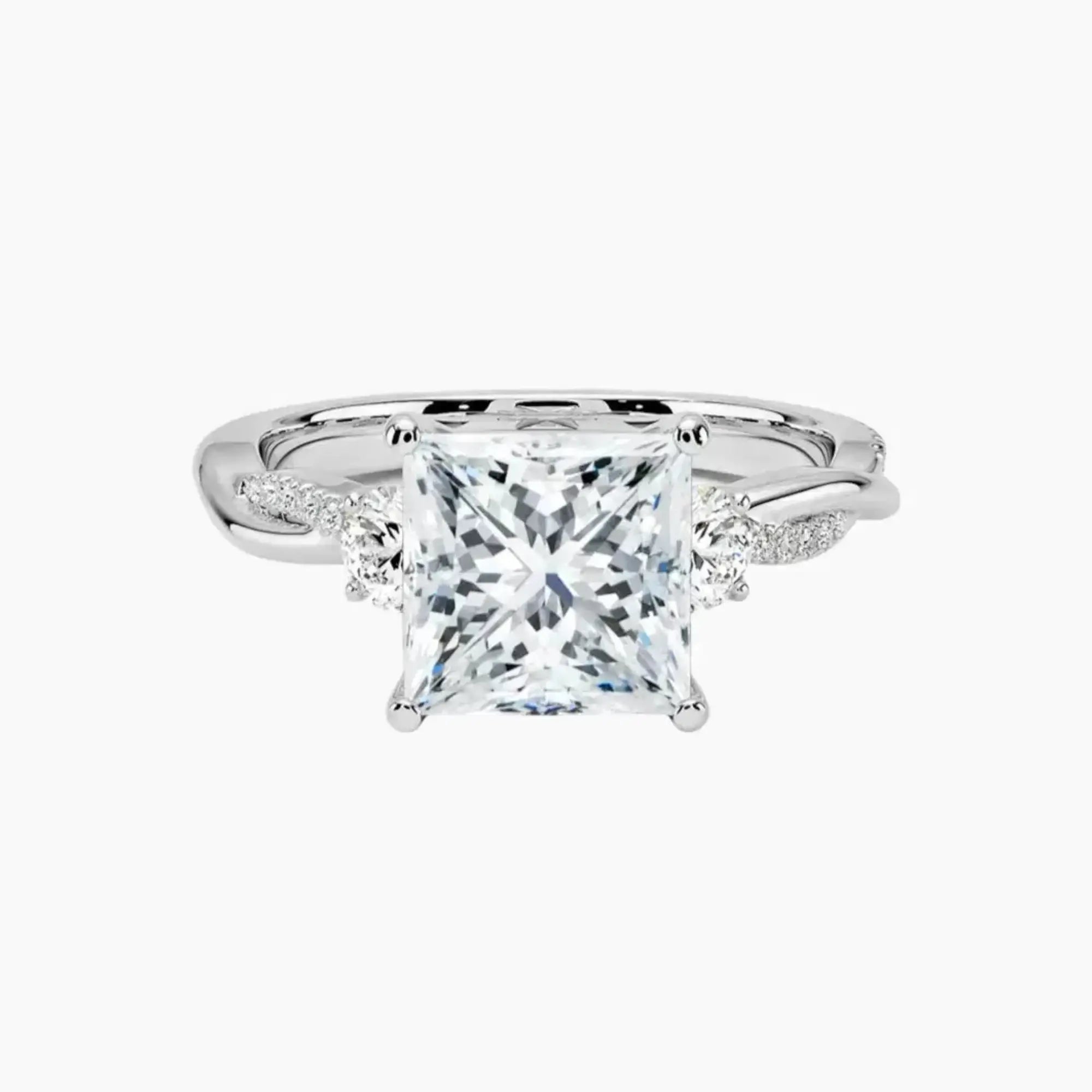 Calista Twisted Princess Designer 3 Carat Lab Grown Diamond Engagement Ring in 18K Rose Gold