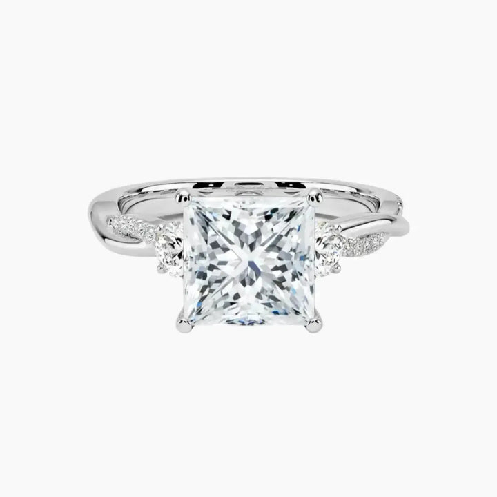 Calista Twisted Princess Designer 2 Carat Lab Grown Diamond Engagement Ring in 18K White Gold