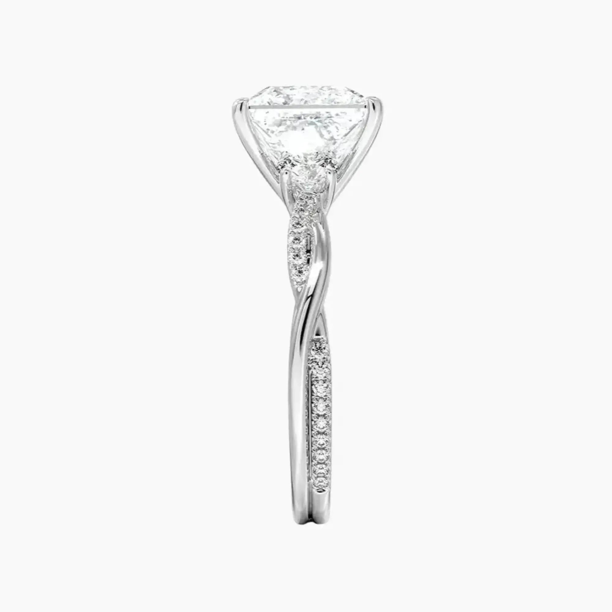 Calista Twisted Princess Designer 3 Carat Lab Grown Diamond Engagement Ring in 18K White Gold