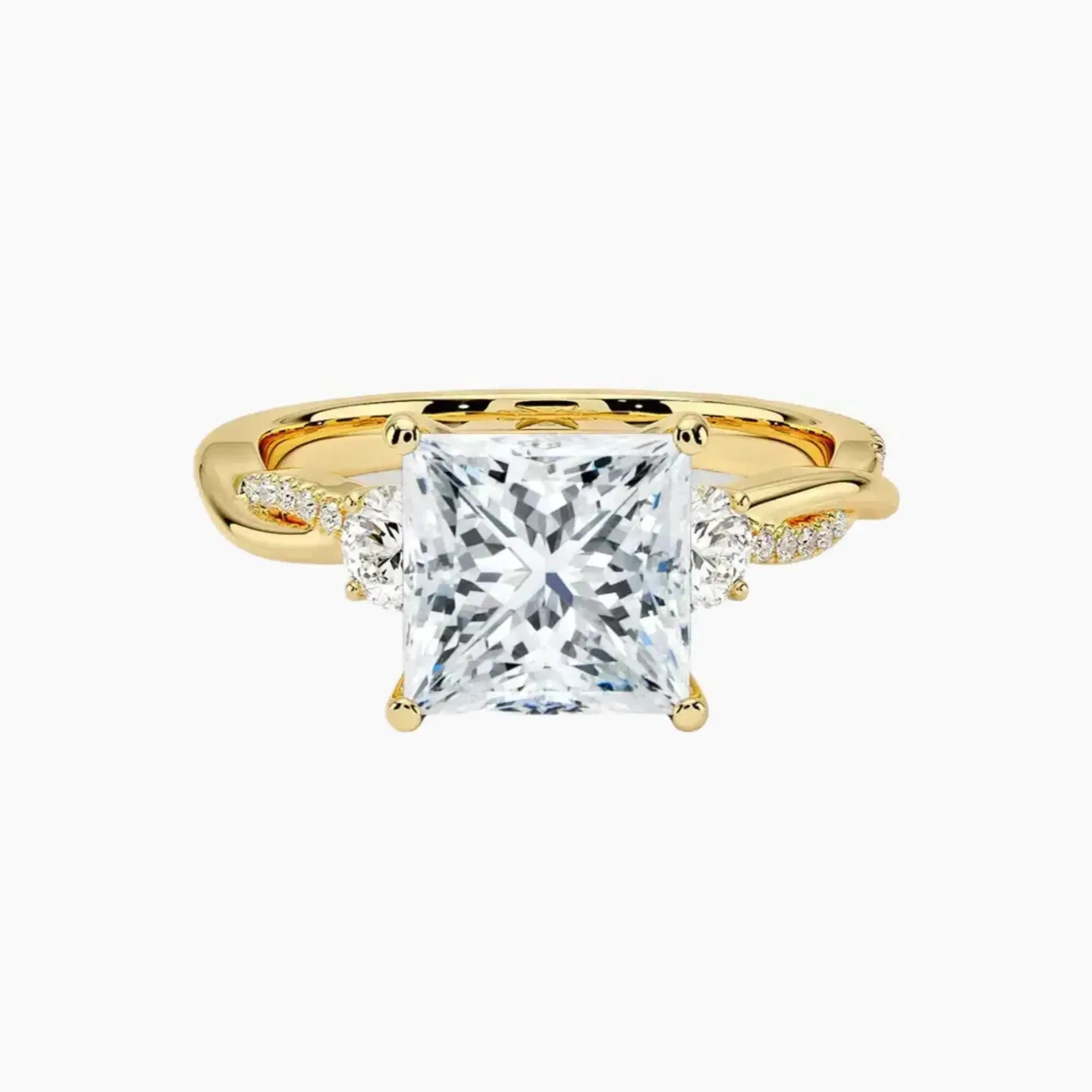 Calista Twisted Princess Designer 2 Carat Lab Grown Diamond Engagement Ring in 14K Rose Gold