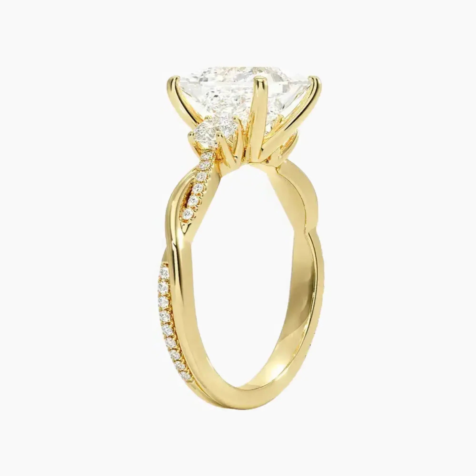 Calista Twisted Princess Designer 2.5 Carat Lab Grown Diamond Engagement Ring in 14K White Gold