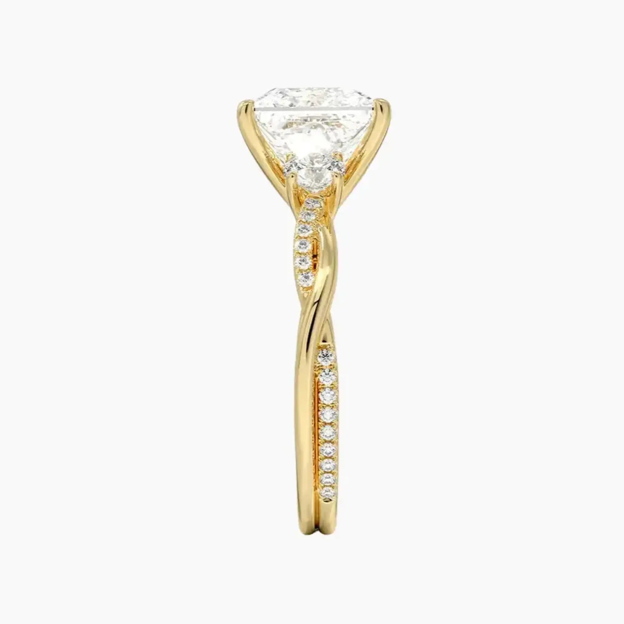Calista Twisted Princess Designer Diamond Ring Setting in 14K Yellow Gold