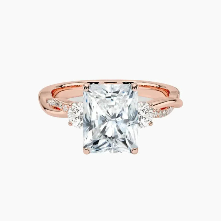 Calista Twisted Radiant Designer 1 Carat Lab Grown Diamond Engagement Ring in 18K Rose Gold