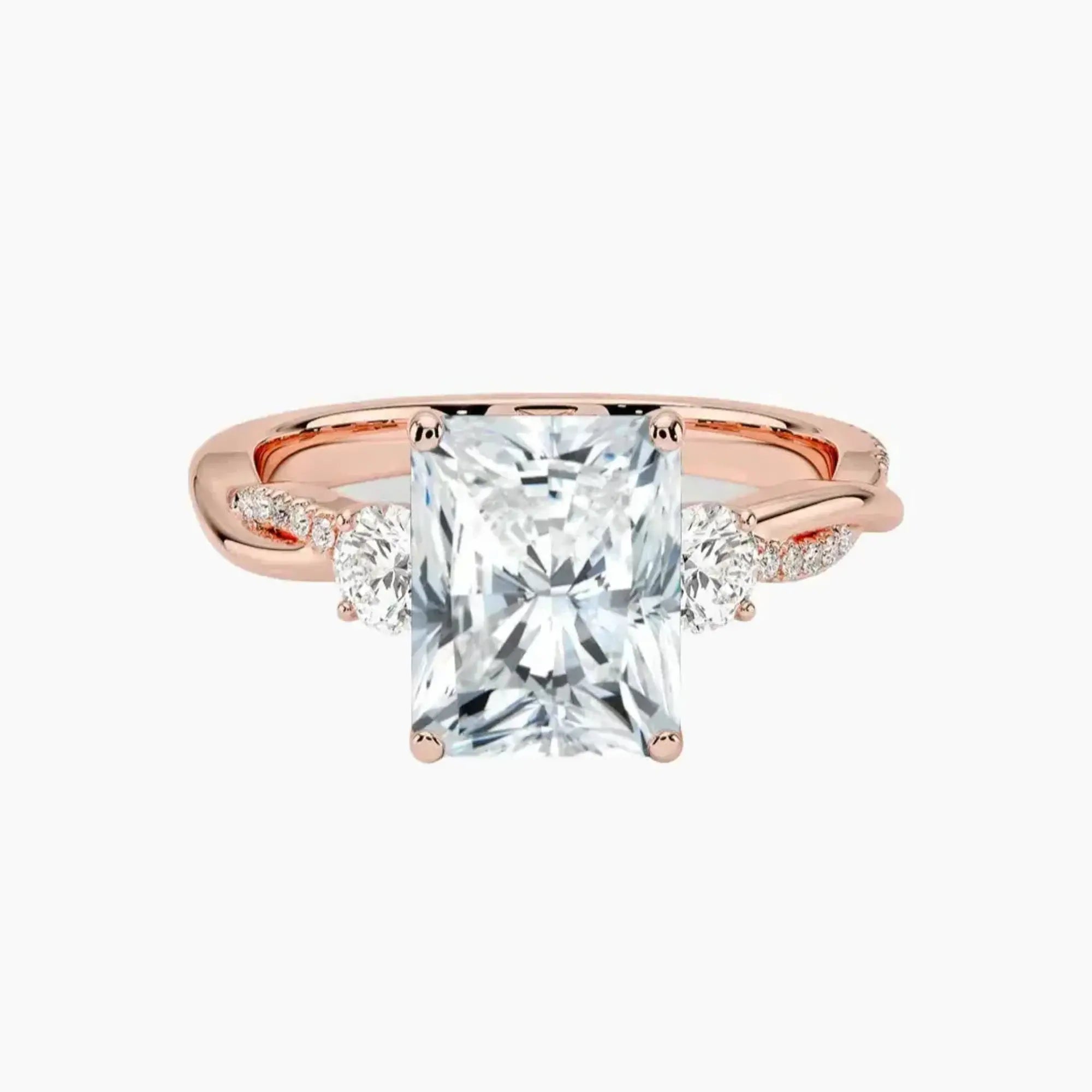 Calista Twisted Radiant Designer 1 Carat Lab Grown Diamond Engagement Ring in 14K Rose Gold