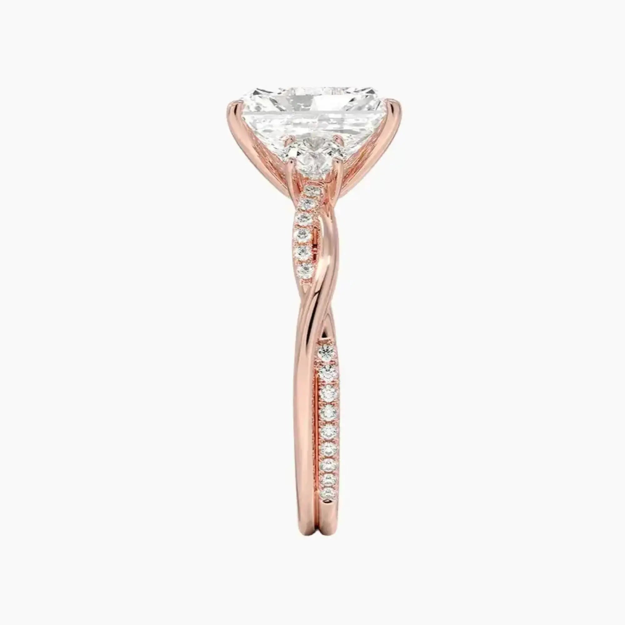 Calista Twisted Radiant Designer Diamond Ring Setting in 18K White Gold