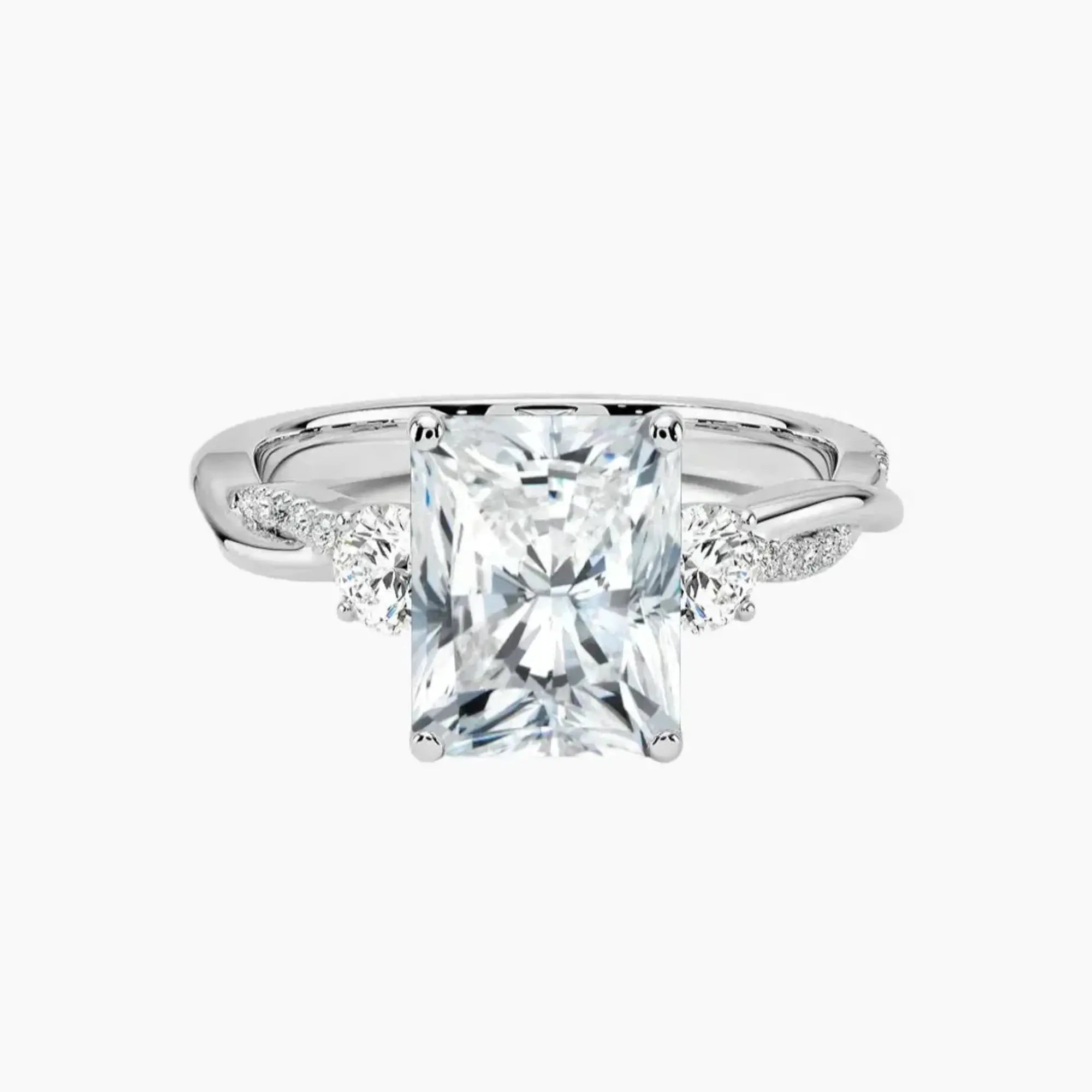 Calista Twisted Radiant Designer 2.5 Carat Lab Grown Diamond Engagement Ring in 18K Rose Gold