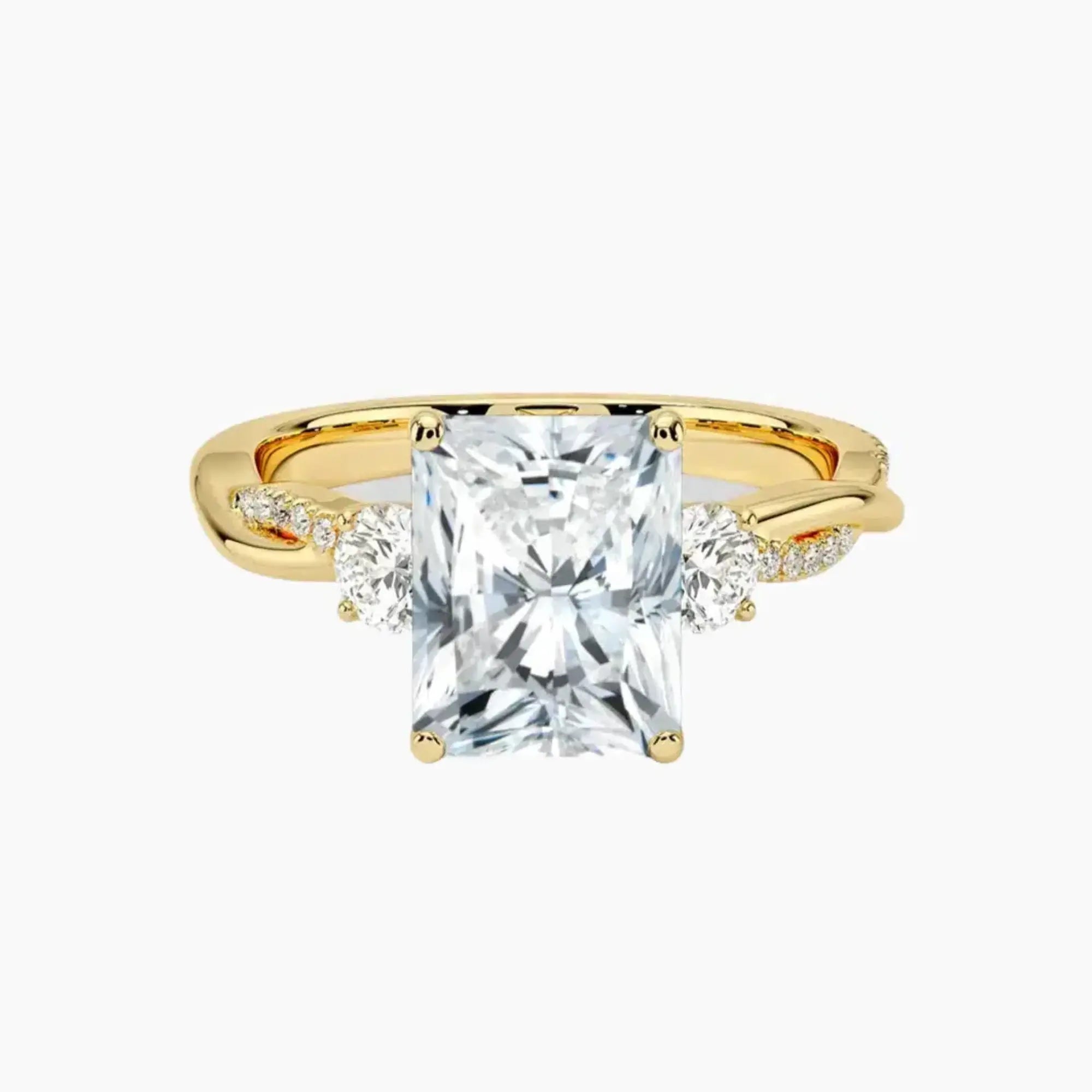 Calista Twisted Radiant Designer Diamond Ring Setting in 14K White Gold