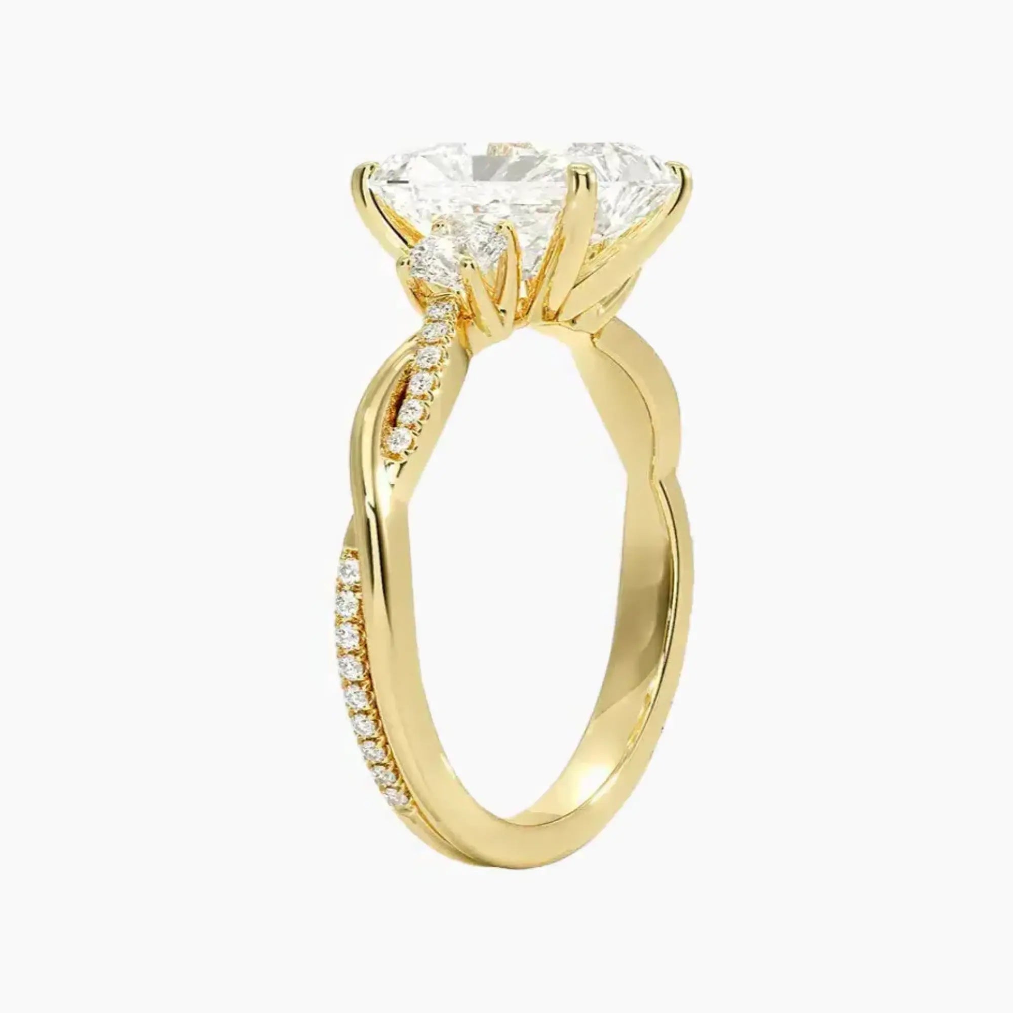 Calista Twisted Radiant Designer 3 Carat Lab Grown Diamond Engagement Ring in 18K White Gold