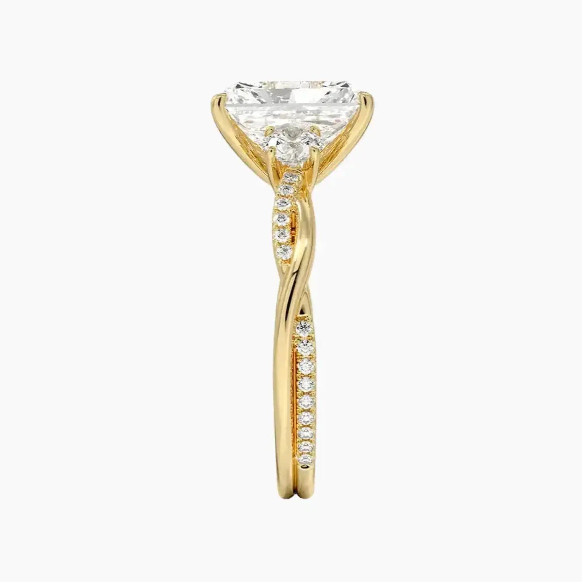 Calista Twisted Radiant Designer 2.5 Carat Lab Grown Diamond Engagement Ring in 18K Rose Gold