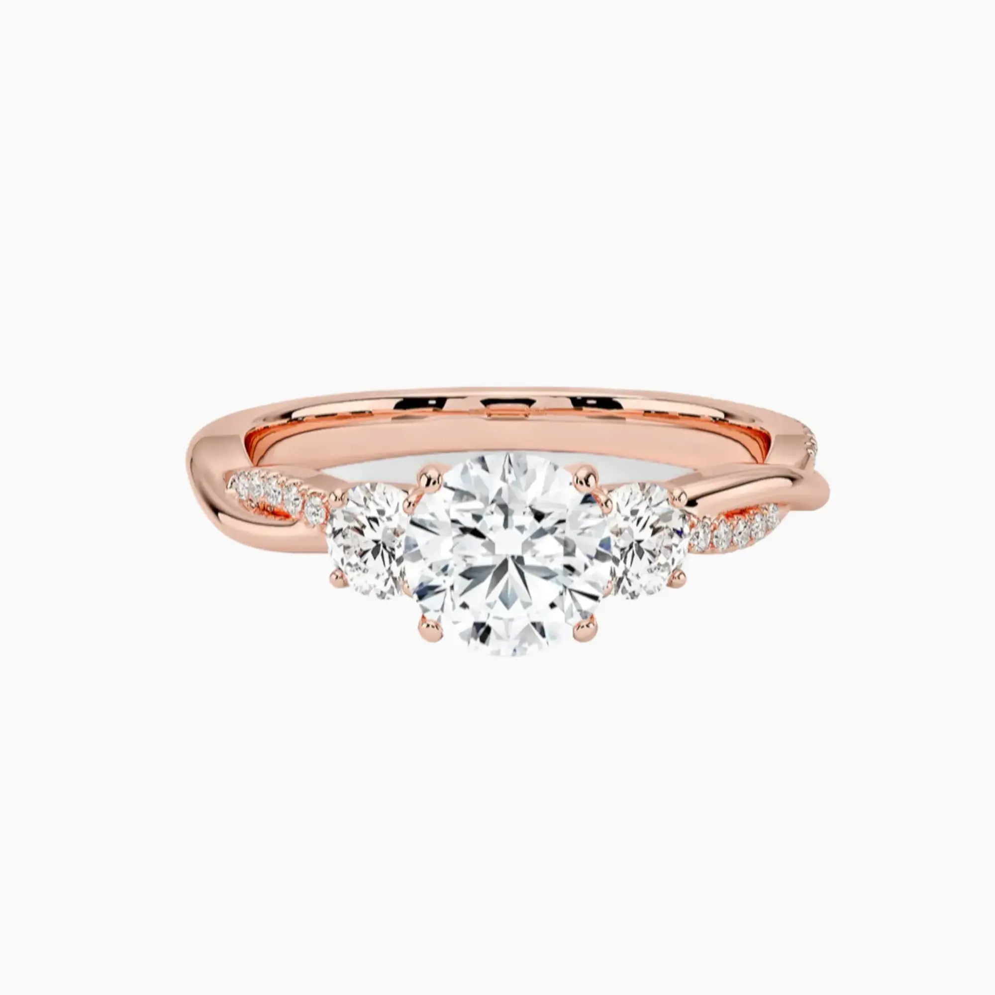 Calista Twisted Round Designer 2 Carat Lab Grown Diamond Engagement Ring in 18K White Gold