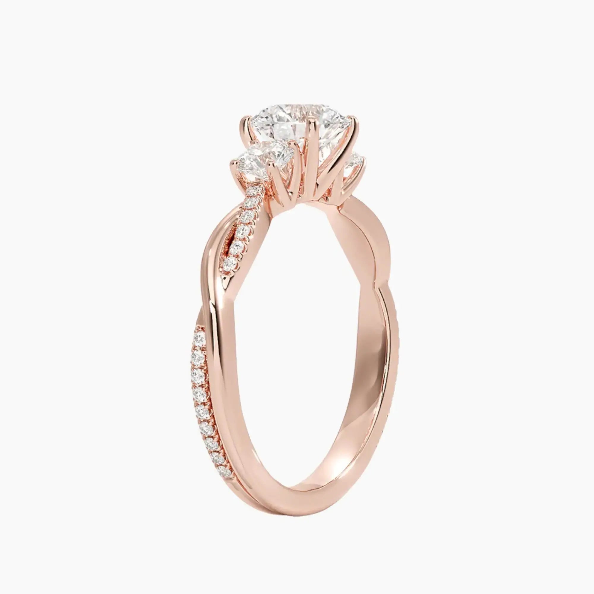Calista Twisted Round Designer 2 Carat Lab Grown Diamond Engagement Ring in 14K Rose Gold
