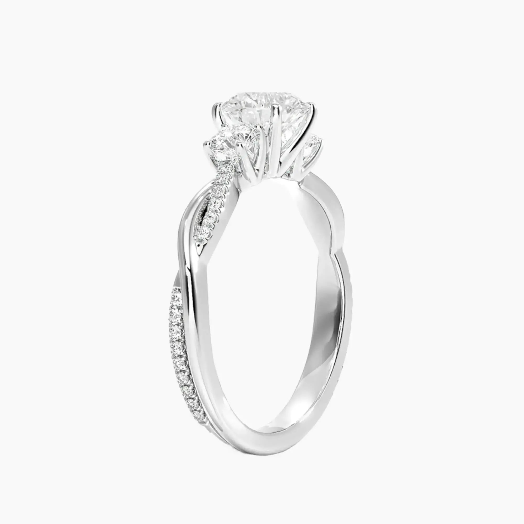 Calista Twisted Round Designer 2 Carat Lab Grown Diamond Engagement Ring in 14K Rose Gold