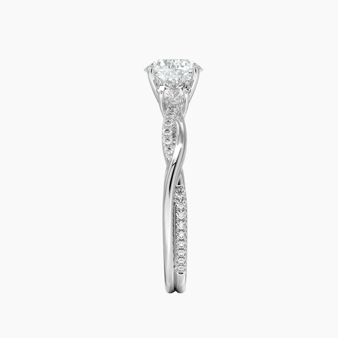 Calista Twisted Round Designer 2 Carat Lab Grown Diamond Engagement Ring in 18K White Gold