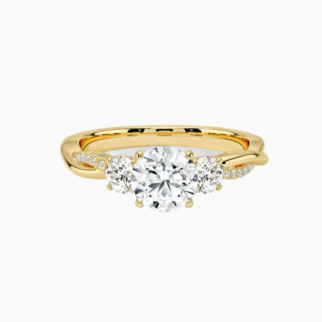 Calista Twisted Round Designer 2.5 Carat Lab Grown Diamond Engagement Ring in 18K Yellow Gold