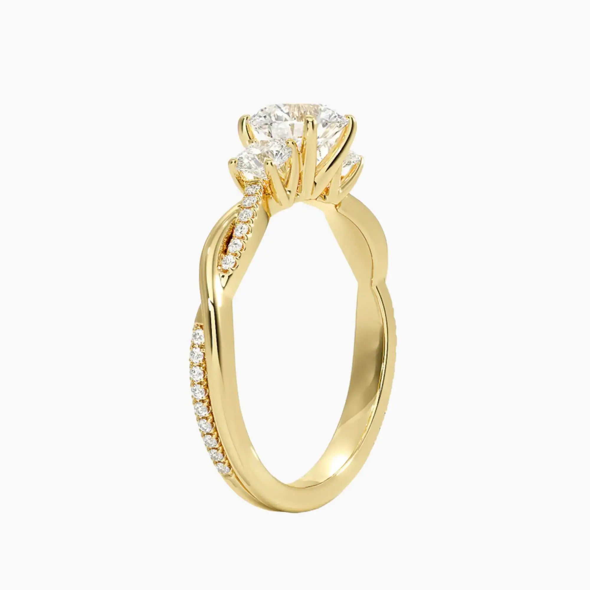 Calista Twisted Round Designer 1 Carat Lab Grown Diamond Engagement Ring in 18K White Gold