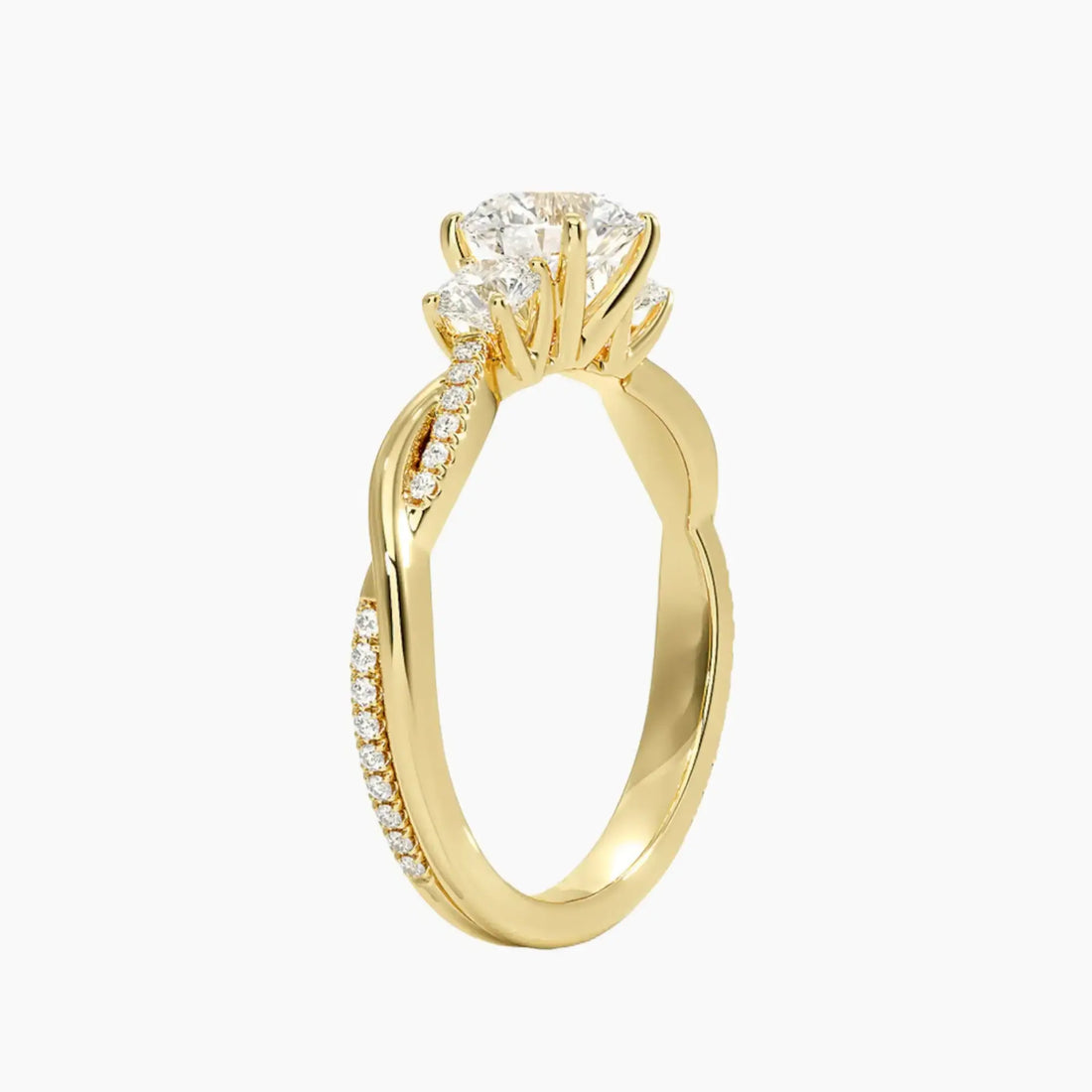 Calista Twisted Round Designer 2 Carat Lab Grown Diamond Engagement Ring in 18K White Gold