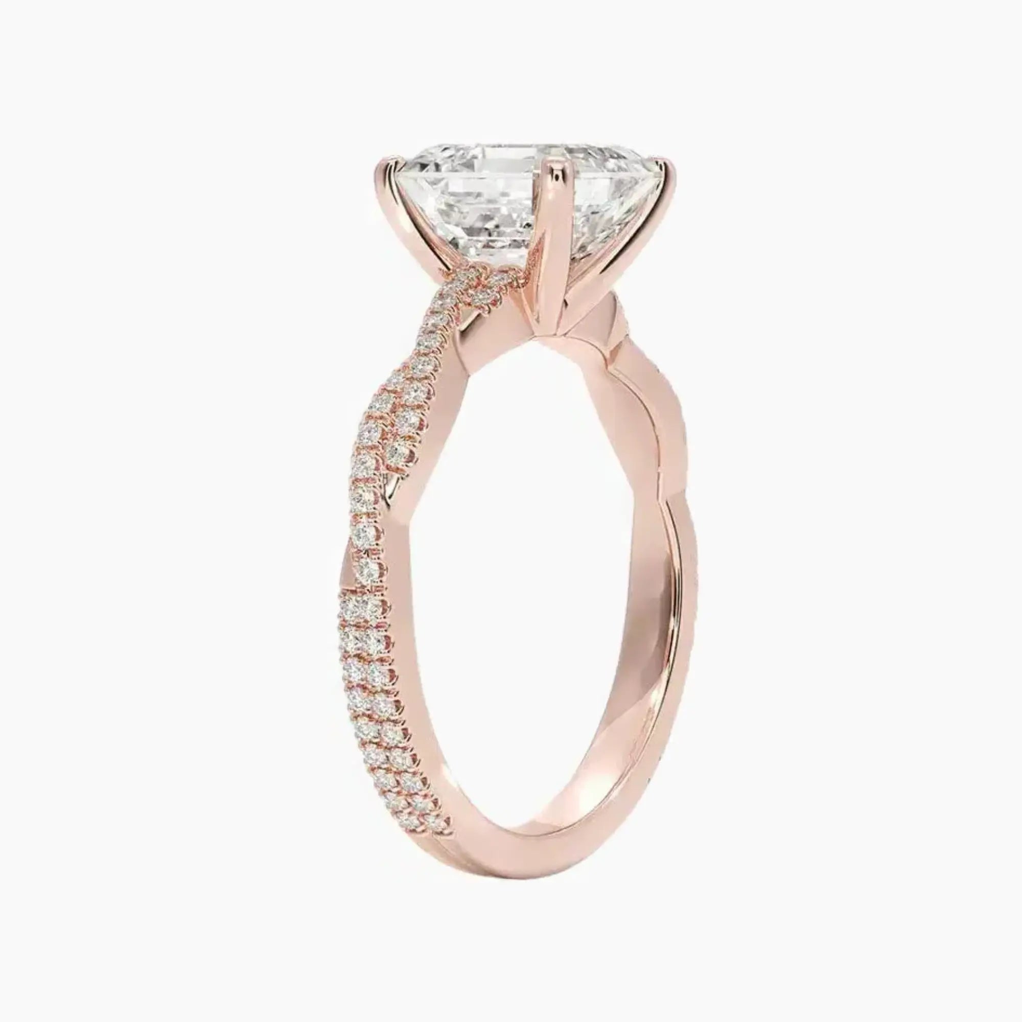 Cassia Asscher Designer 3 Carat Lab Grown Diamond Engagement Ring in 18K White Gold