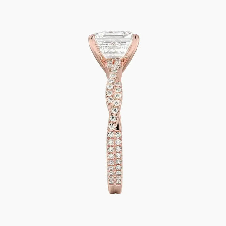 Cassia Asscher Designer 1 Carat Lab Grown Diamond Engagement Ring in 18K White Gold