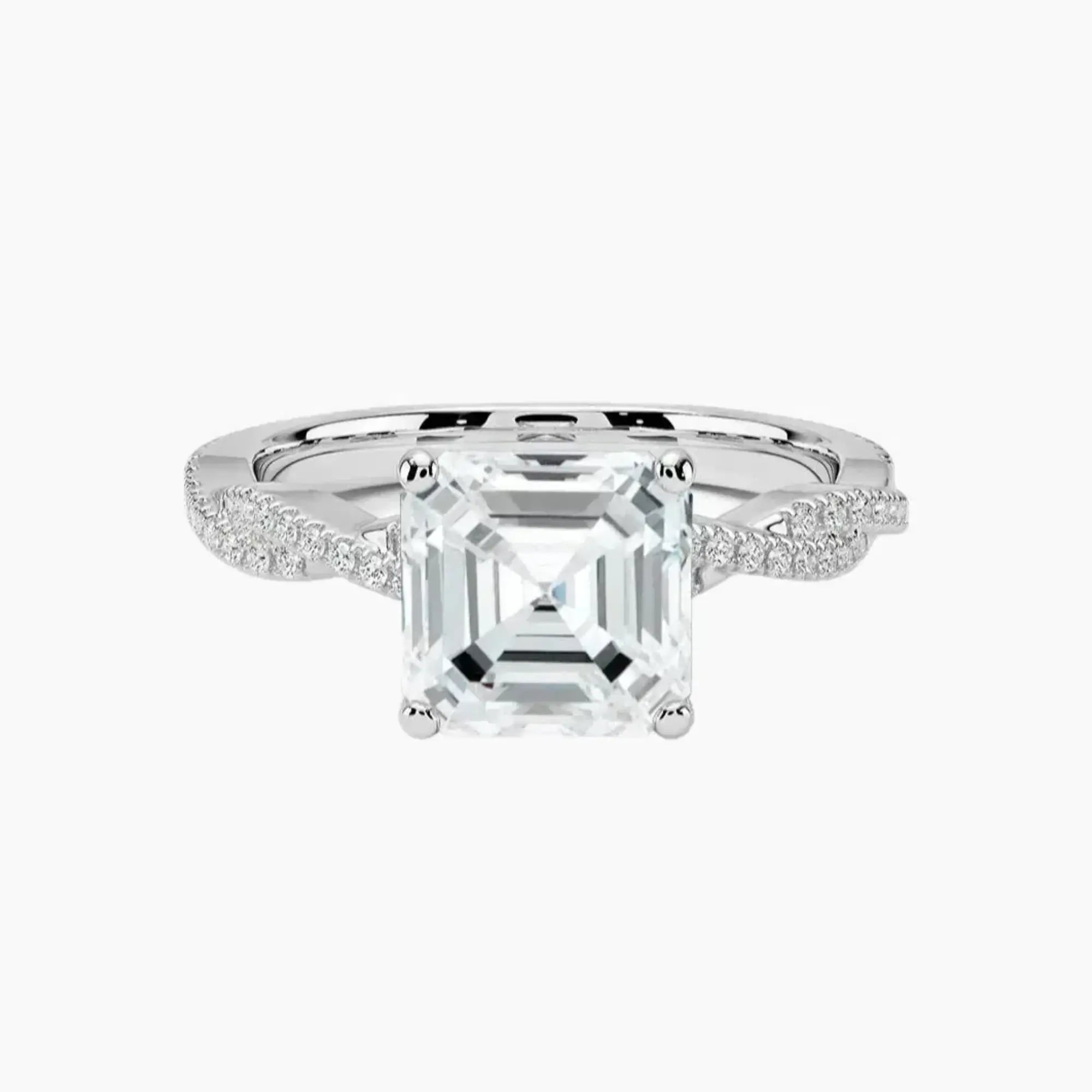 Briar Asscher Designer 2.5 Carat Lab Grown Diamond Engagement Ring in 14K White Gold