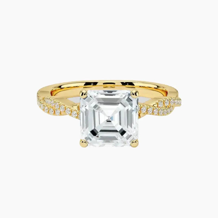Briar Asscher Designer 1 Carat Lab Grown Diamond Engagement Ring in 14K Yellow Gold