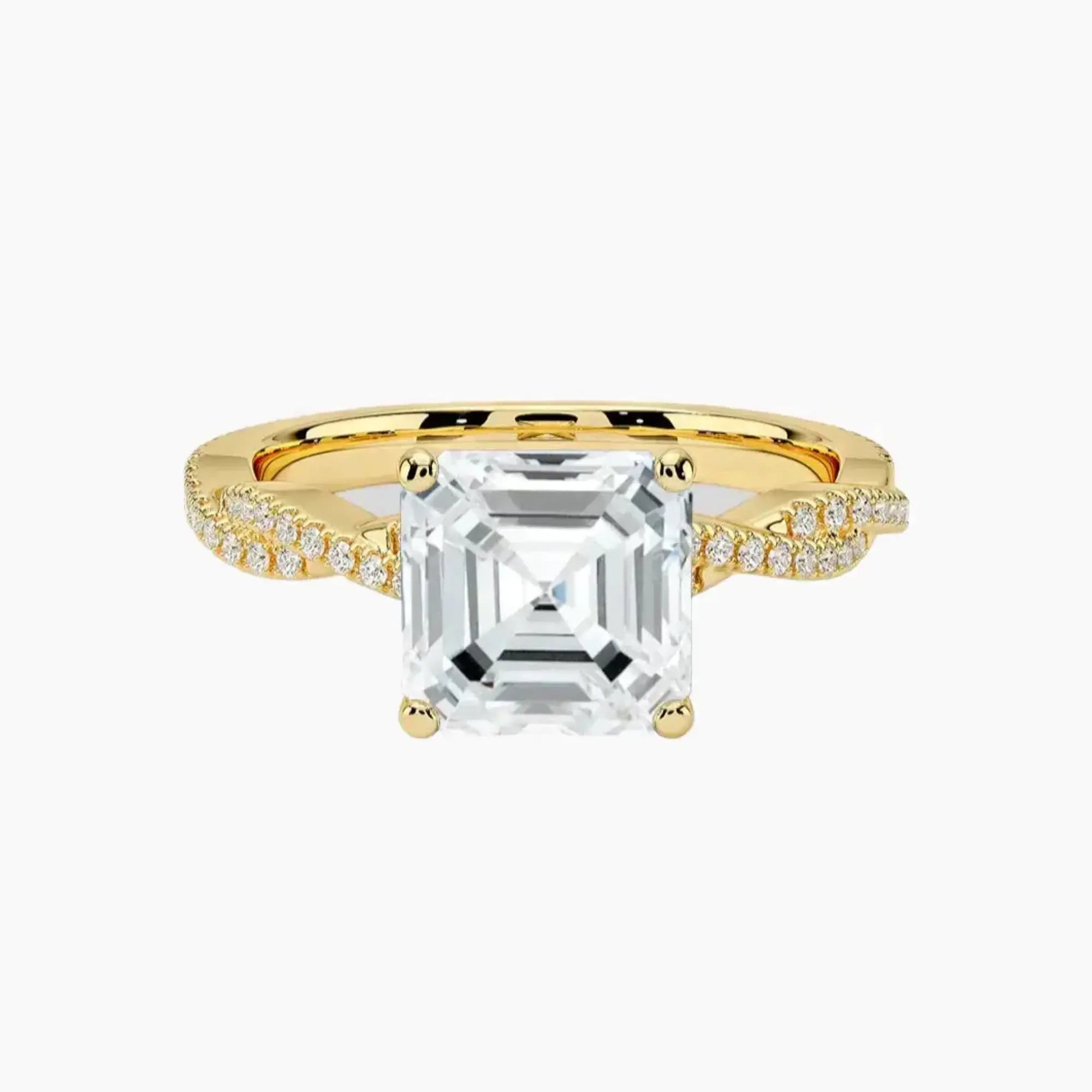 Cassia Asscher Designer 1.5 Carat Lab Grown Diamond Engagement Ring in 18K Yellow Gold
