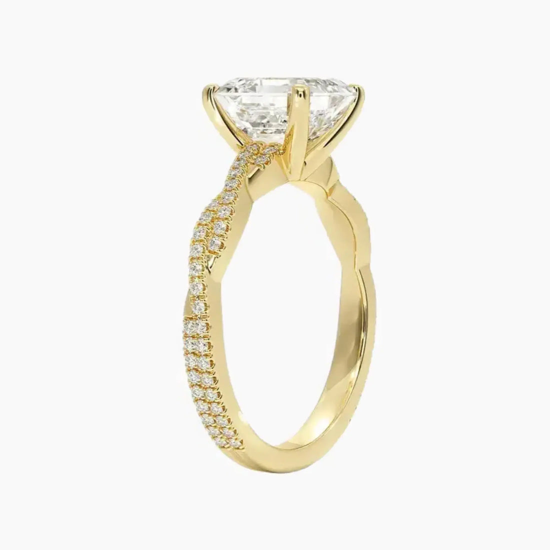 Cassia Asscher Designer 2.5 Carat Lab Grown Diamond Engagement Ring in 14K Rose Gold