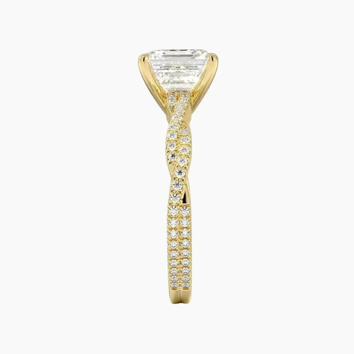 Briar Asscher Designer 3 Carat Lab Grown Diamond Engagement Ring in 18K Rose Gold