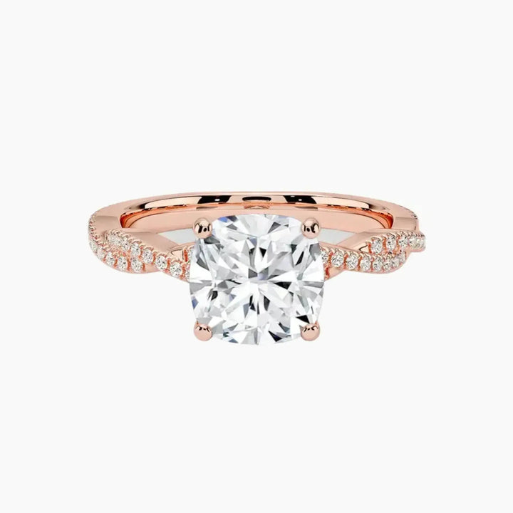 Cassia Cushion Designer 3 Carat Lab Grown Diamond Engagement Ring in 18K Rose Gold