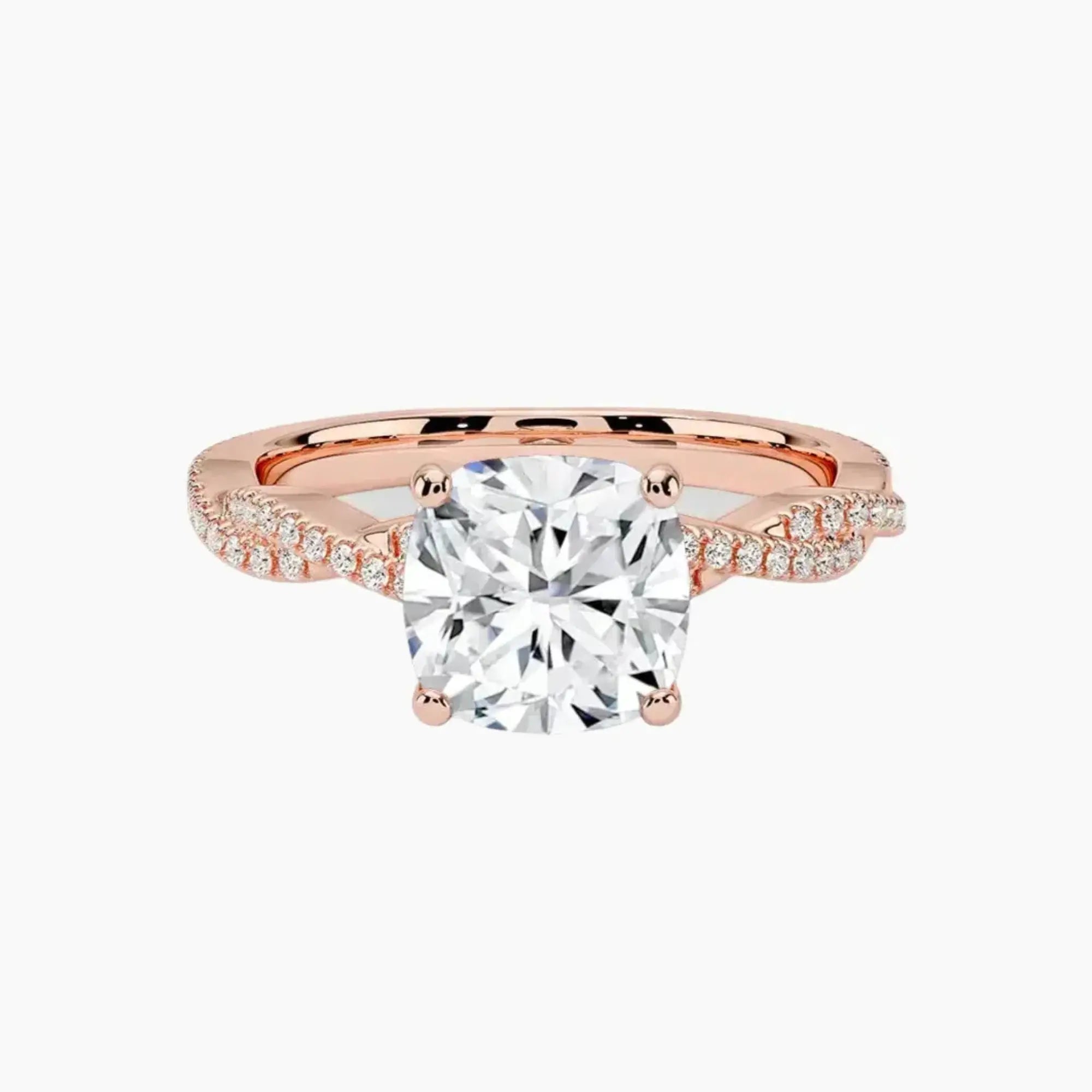 Briar Cushion Designer 3 Carat Lab Grown Diamond Engagement Ring in 14K Rose Gold