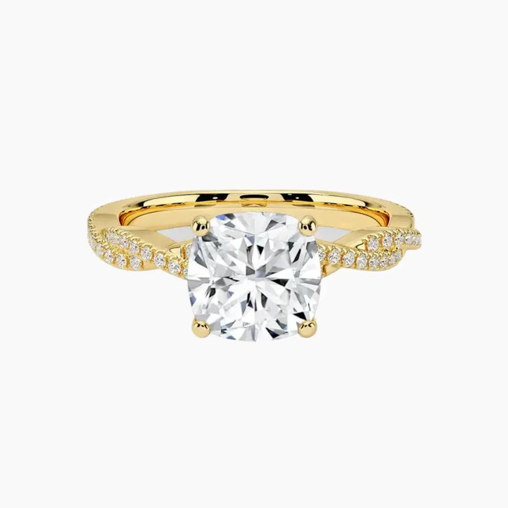 Cassia Cushion Designer 2 Carat Lab Grown Diamond Engagement Ring in 18K Yellow Gold
