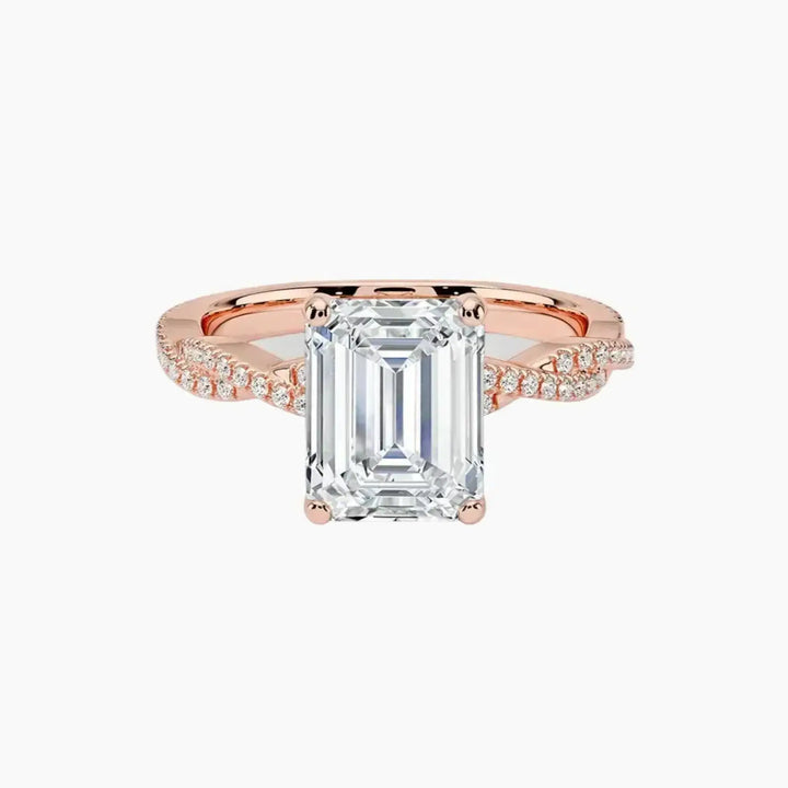 Cassia Emerald Designer 2.5 Carat Lab Grown Diamond Engagement Ring in 18K Rose Gold