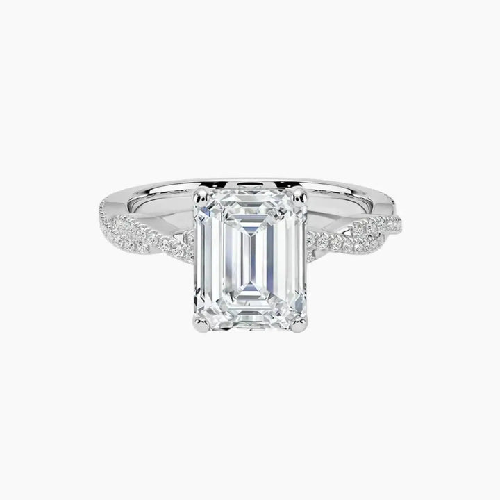 Cassia Emerald Designer 1.5 Carat Lab Grown Diamond Engagement Ring in 18K White Gold