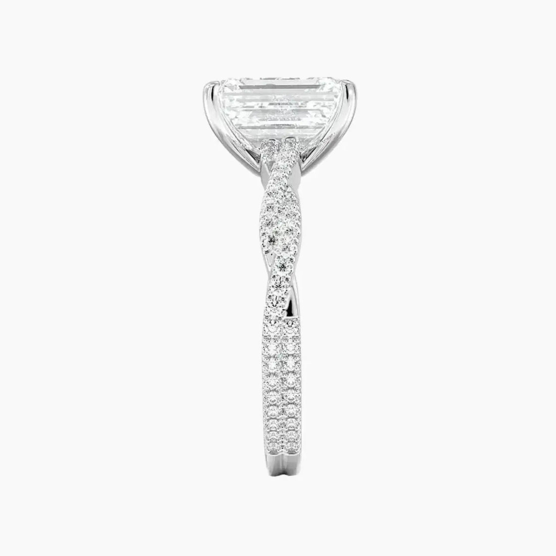 Cassia Emerald Designer 3 Carat Lab Grown Diamond Engagement Ring in 18K White Gold
