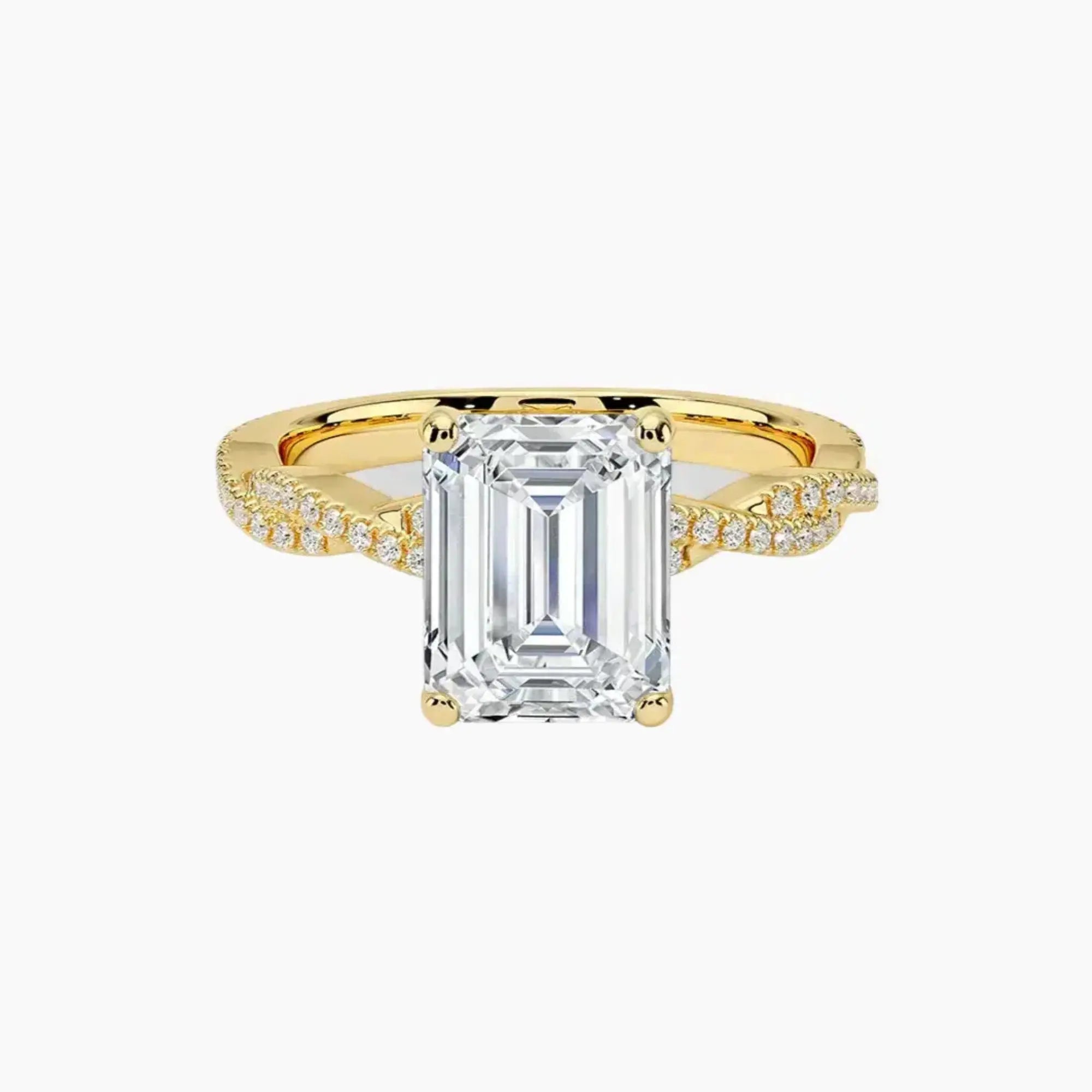 Cassia Emerald Designer 2.5 Carat Lab Grown Diamond Engagement Ring in 18K White Gold