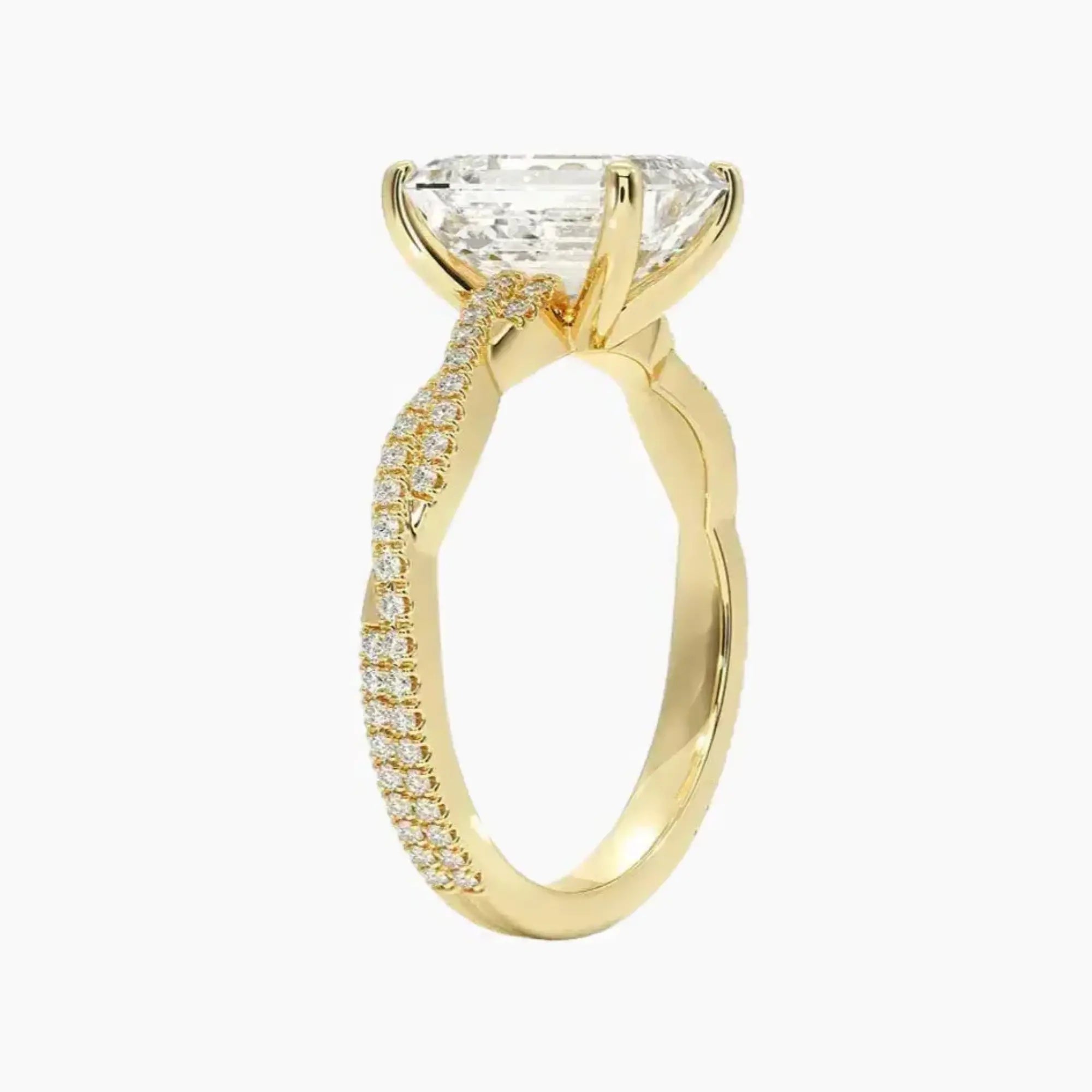 Cassia Emerald Designer 2.5 Carat Lab Grown Diamond Engagement Ring in 18K Rose Gold