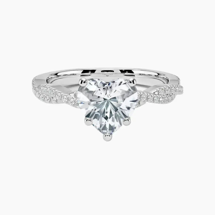 Cassia Heart Designer 2.5 Carat Lab Grown Diamond Engagement Ring in 14K White Gold
