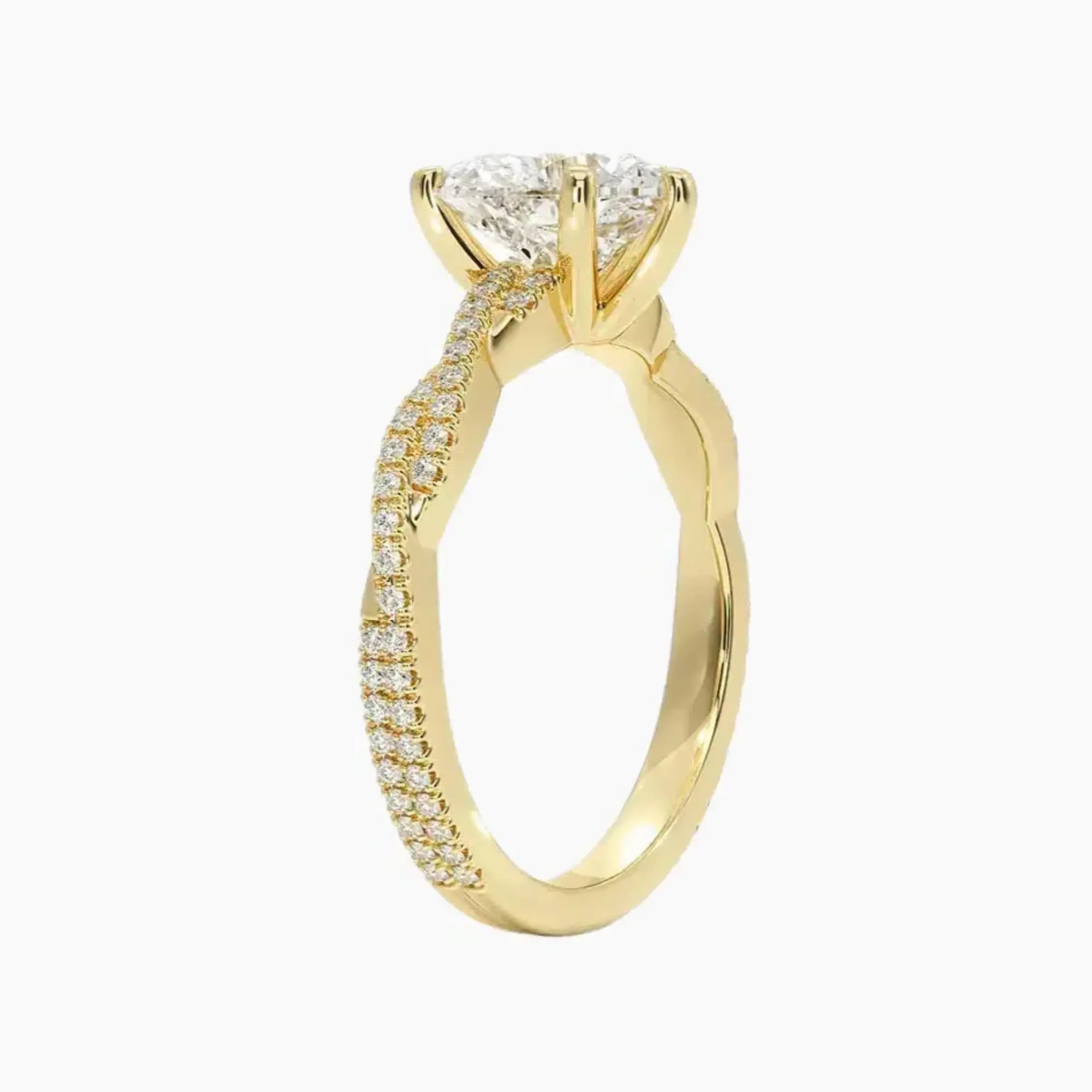 Briar Heart Designer Diamond Ring Setting in 14K Yellow Gold