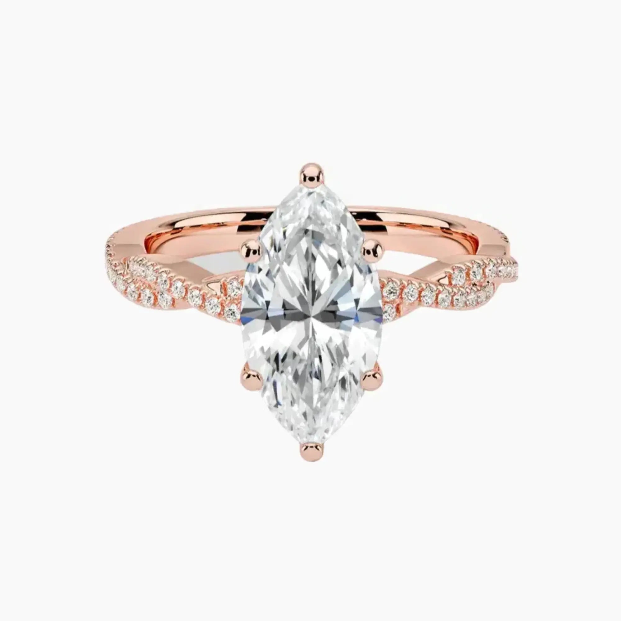 Cassia Marquise Designer 1 Carat Lab Grown Diamond Engagement Ring in 18K Yellow Gold