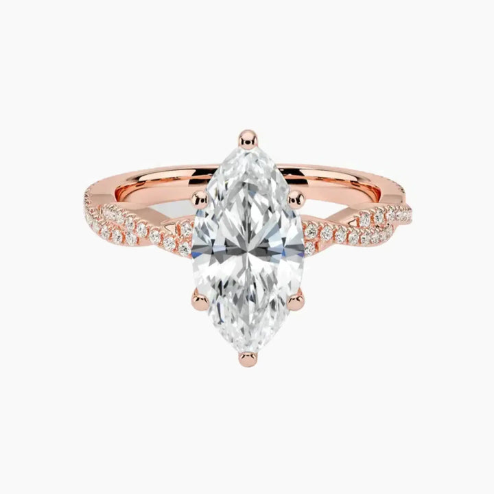 Briar Marquise Designer 3 Carat Lab Grown Diamond Engagement Ring in 18K Rose Gold